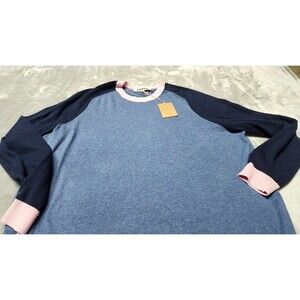 Boden Large Blue Pink Colour Block Meg Saddle Sleeve Sweater NWT